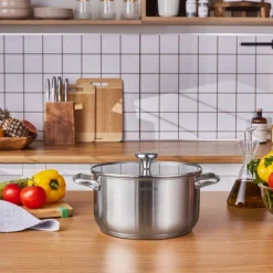 Karaca Elite Edelstahl-Induktions-Kochtopf mit Deckel, 24 cm, Silber Clearance