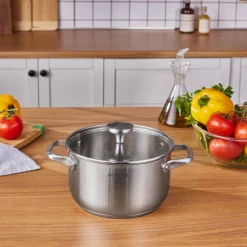 Karaca Elite Edelstahl-Induktions-Kochtopf mit Deckel, 20 cm, Silber