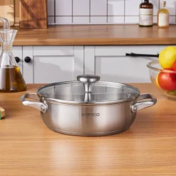 Karaca Elite Edelstahl-Kasserolle Flach 22 cm New