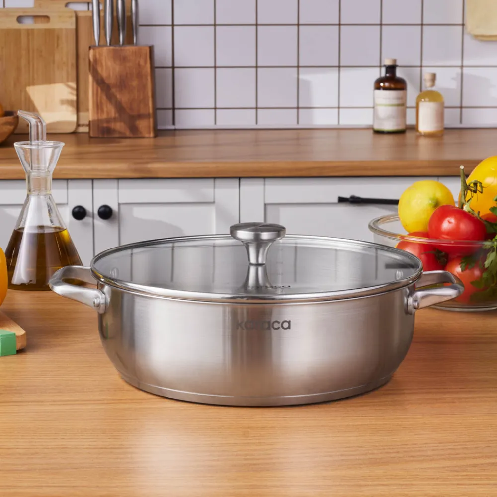 Karaca Elite Edelstahl-Kasserolle Flach 30 cm 6,0 L Outlet