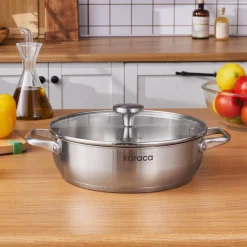 Karaca Elite Edelstahl-Kasserolle Flach 26 cm 3,4 L Best