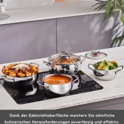 Karaca Emirgan Induktion Kochtopfset aus Stahl, 8 Teilig Farblös Online