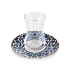 Karaca Emirgan 12-teiliges Türkisches Teeset aus Bone China für 6 Personen, 130 ml, Mehrfarbig Best