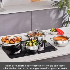Karaca Emirgan XL 10-teiliges Kochtopfset für Induktion aus Stahl mit Aufbewahrungsdeckel Farblös Online