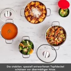 Karaca Emirgan XL 10-teiliges Kochtopfset für Induktion aus Stahl mit Aufbewahrungsdeckel Farblös Online