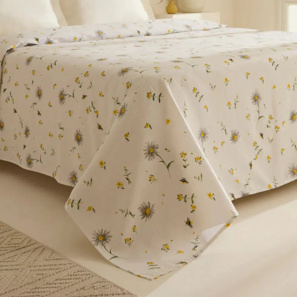 Karaca Emma Piquédecke aus 100 % Baumwolle, 200 × 220 cm, Gelb Clearance