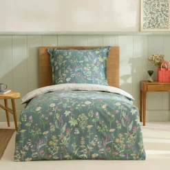 Karaca Evergreen Renforcé Bettwäsche-Set, Einzelbett, Grün Discount