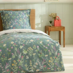 Karaca Evergreen Renforcé Bettwäsche-Set, Einzelbett, Grün Discount