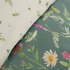 Karaca Evergreen Renforcé Bettwäsche-Set, Einzelbett, Grün Discount