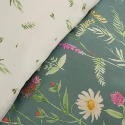 Karaca Evergreen Renforcé Bettwäsche-Set, Einzelbett, Grün Discount