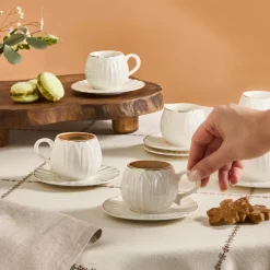 Karaca Eylül Kaffeetasse für 6 Personen 85 Ml Weıß01 Clearance