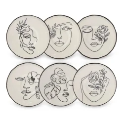 Karaca Face 6-teiliges Kuchenteller-Set Weıß01 Outlet