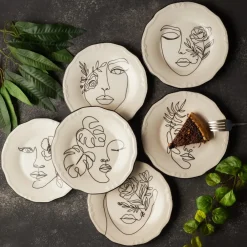 Karaca Face 6-teiliges Kuchenteller-Set Weıß01 Outlet