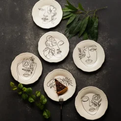 Karaca Face 6-teiliges Kuchenteller-Set Weıß01 Outlet