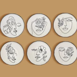 Karaca Face 6-teiliges Kuchenteller-Set Weıß01 Outlet