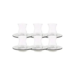 Karaca Face 12-teiliges Türkisches Teeset für 6 Personen, 132 ml, Mehrfarbig Weıß01 Hot