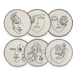 Karaca Face 12-teiliges Türkisches Teeset für 6 Personen, 132 ml, Mehrfarbig Weıß01 Hot