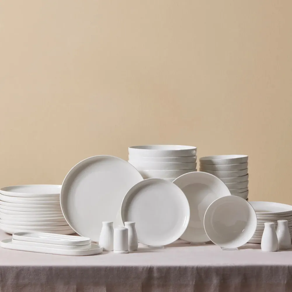Karaca Favaro für 12 Personen Geschirrset, 56 Teilig, New Generation Bone Weıß01 New