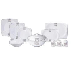 Karaca Fine Bone Lotus 43 Parça 8 Kişilik Yemek Takımı Kare Beyaz Clearance