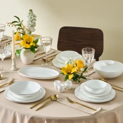 Karaca Fine Bone Meridian 55-teiliges Tafelservice für 12 Personen Gold Clearance