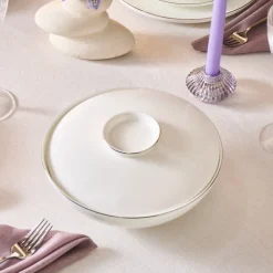 Karaca Fine Bone Meridian 55-teiliges Tafelservice für 12 Personen Platin Platın Hot