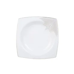 Karaca Fine Bone New Together Alone Gold 60-teiliges Quadratisches Geschirr für 12 Personen Weıß01 New
