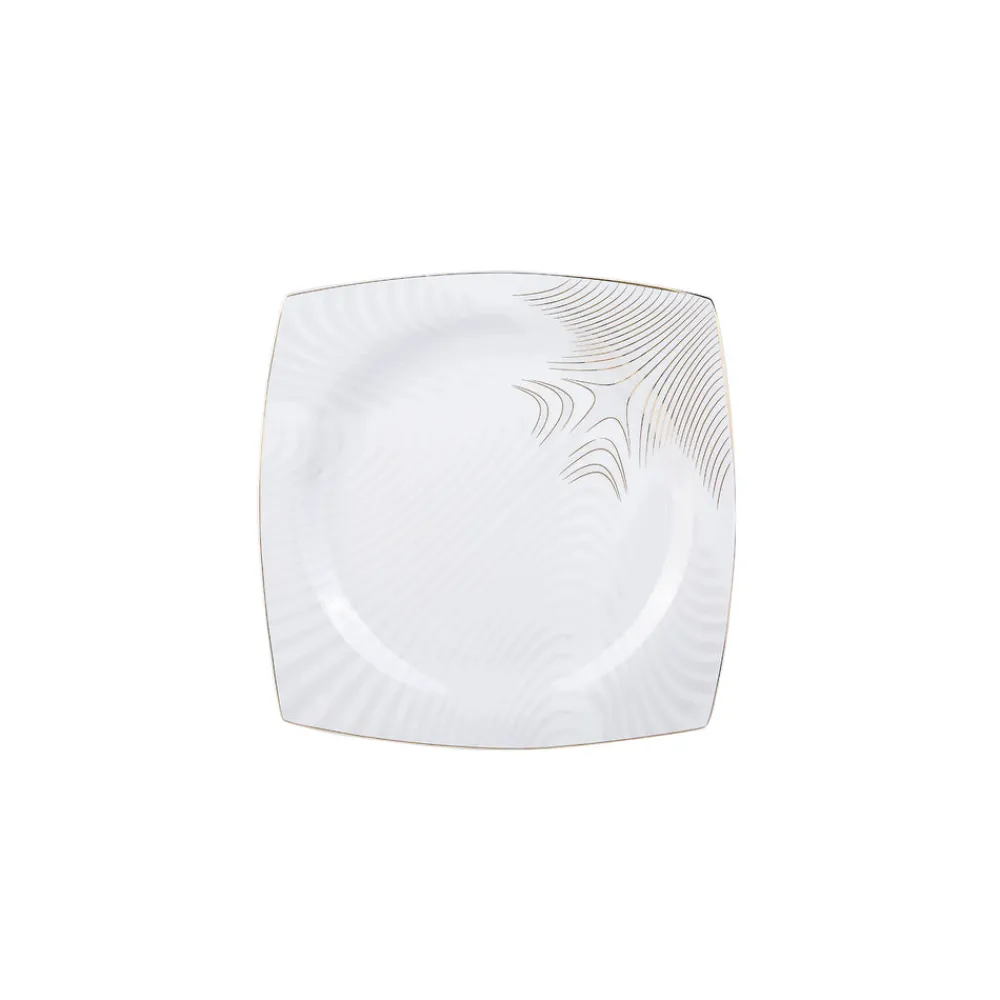 Karaca Fine Bone New Together Alone Gold 60-teiliges Quadratisches Geschirr für 12 Personen Weıß01 New