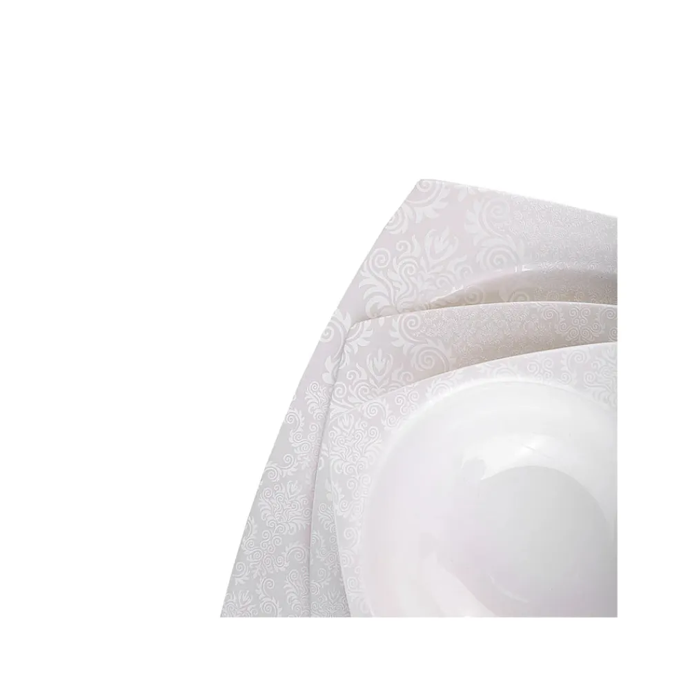 Karaca Fine Bone Ruffle 60-teiliges Quadratisches Tafelservice für 12 Personen Weıß01 Clearance