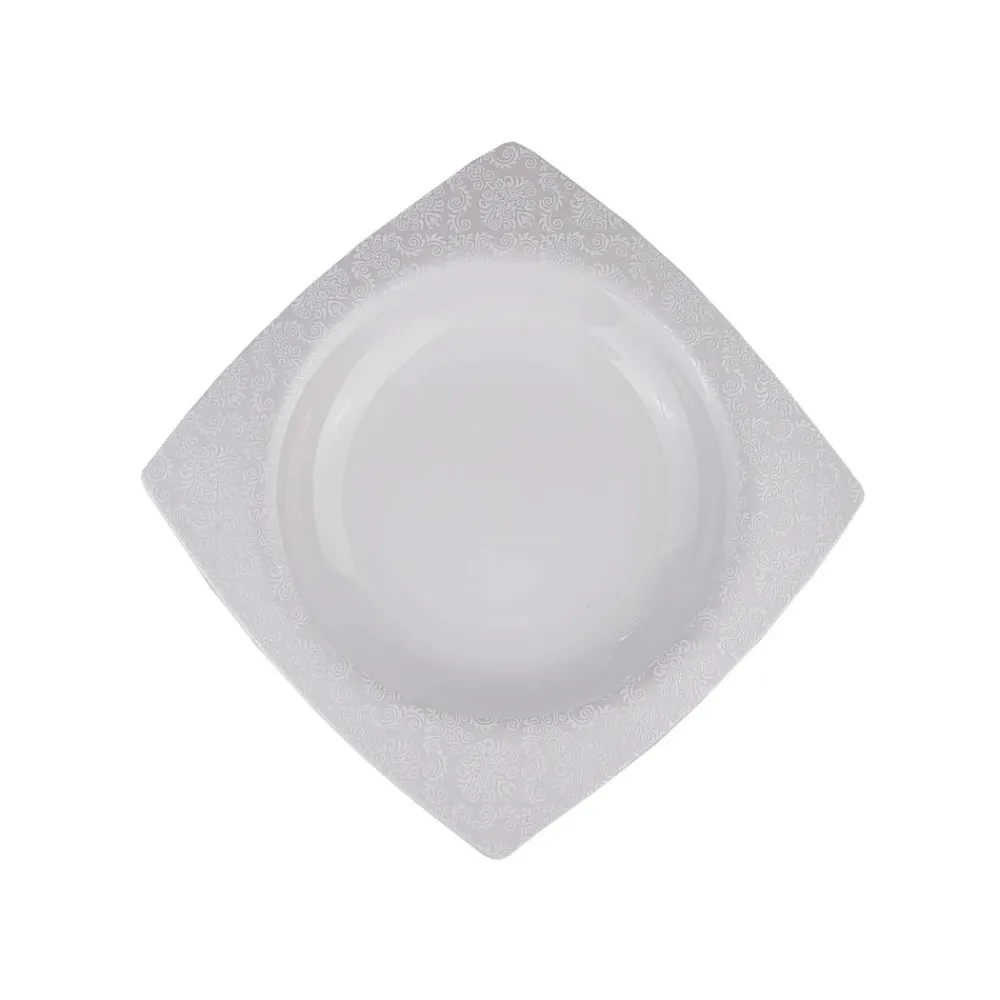 Karaca Fine Bone Ruffle 60-teiliges Quadratisches Tafelservice für 12 Personen Weıß01 Clearance
