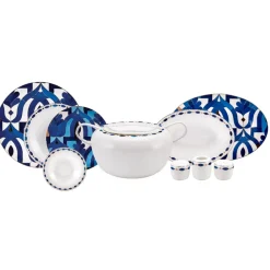 Karaca Fine Pearl Azur 62 Teiliges Für 12 Personen Tafelservice Blau01