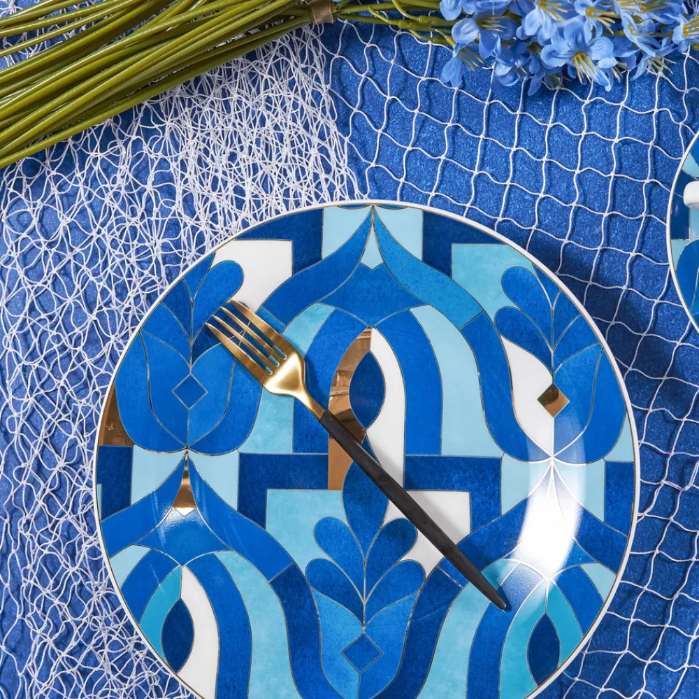 Karaca Fine Pearl Azur 26-teiliges Frühstücksset und Servierschalen Blau01 Outlet
