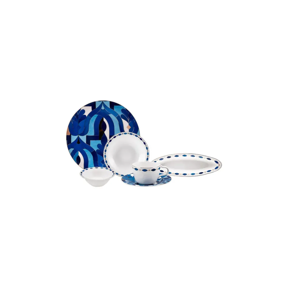 Karaca Fine Pearl Azur 26-teiliges Frühstücksset und Servierschalen Blau01 Outlet
