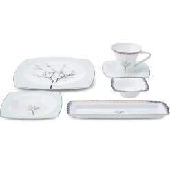 Karaca Fine Pearl Banyan für 6 Personen Frühstücksset und Servierschalen, 26 Teilig Multıfarben Clearance
