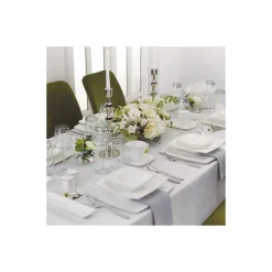 Karaca Fine Pearl Belha 62-teiliges quadratisches Perlmutt Dinner-Set für 12 Personen Weıß01