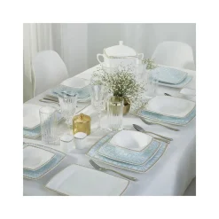 Karaca Fine Pearl Contour 62-teiliges Tafelservice für 12 Personen Blau01 Clearance