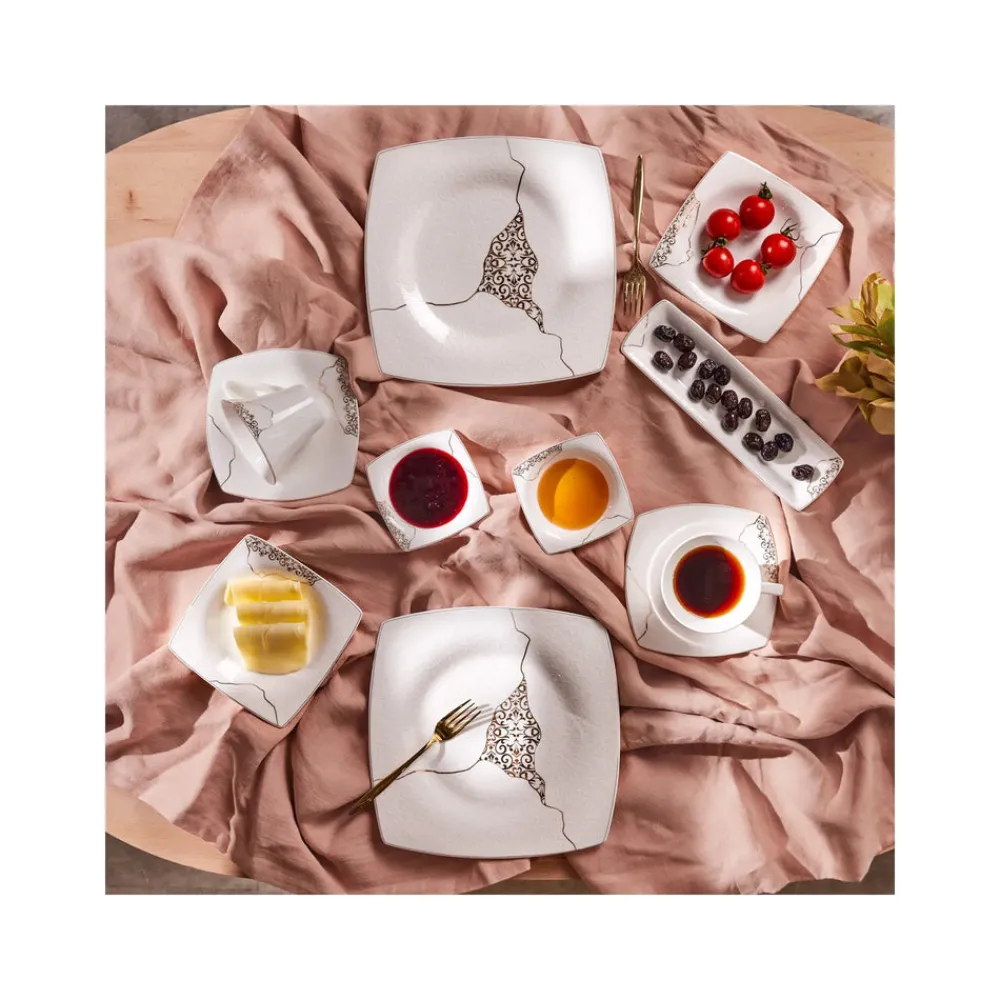 Karaca Fine Pearl Era 26-teiliges Frühstücksset und Servierschalen für 6 Personen Weıß01 Discount