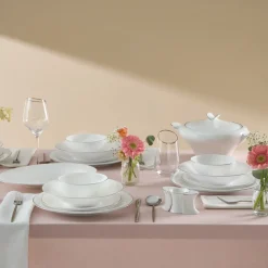 Karaca Fine Pearl Extra Argento 55-Teiliges Tafelservice Für 12 Personen, Platin Platın Clearance