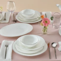 Karaca Fine Pearl Extra Argento 55-Teiliges Tafelservice Für 12 Personen, Platin Platın Clearance