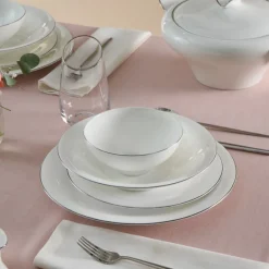 Karaca Fine Pearl Extra Argento 55-Teiliges Tafelservice Für 12 Personen, Platin Platın Clearance