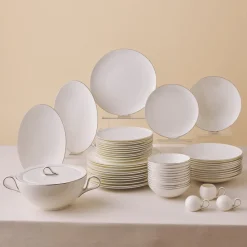 Karaca Fine Pearl Extra Chanak 55-teiliges Tafelservice für 12 Personen Platin Platın Hot