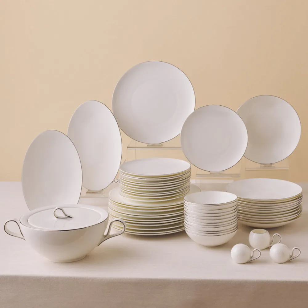 Karaca Fine Pearl Extra Chanak 55-teiliges Tafelservice für 12 Personen Platin Platın Hot