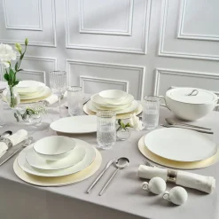 Karaca Fine Pearl Extra Chanak 55-teiliges Tafelservice für 12 Personen Platin Platın Hot