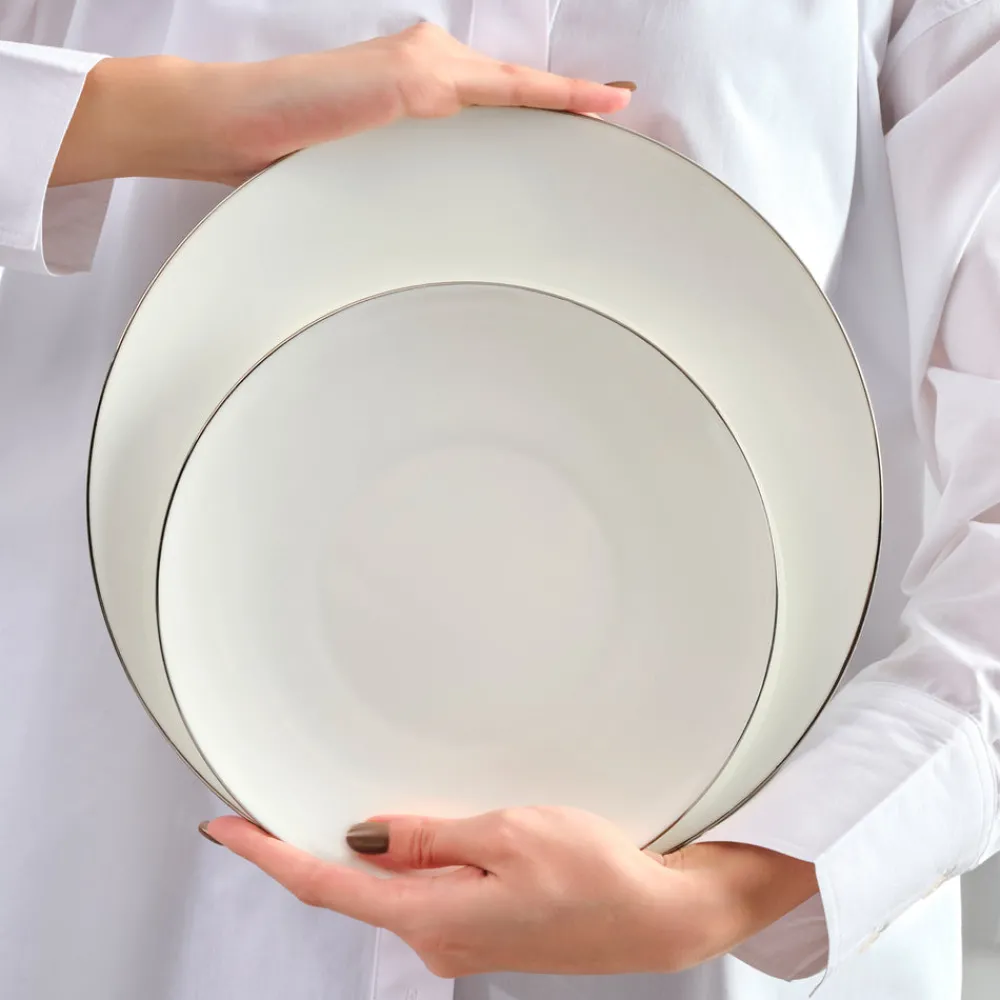 Karaca Fine Pearl Extra Chanak 55-teiliges Tafelservice für 12 Personen Platin Platın Hot