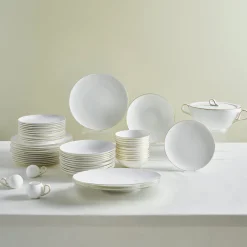 Karaca Fine Pearl Extra Chanak 55-teiliges Tafelservice für 12 Personen, Gold Outlet