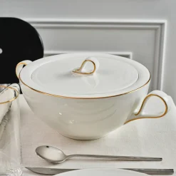 Karaca Fine Pearl Extra Chanak 55-teiliges Tafelservice für 12 Personen, Gold Outlet