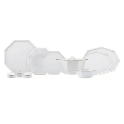 Karaca Fine Pearl Extra Eight Corner 62-Teiliges 12-Personen Geschirrset Gold