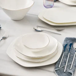 Karaca Fine Pearl Extra Hexagon, 61-teiliges 12-Personen-Geschirrset Gold Sale