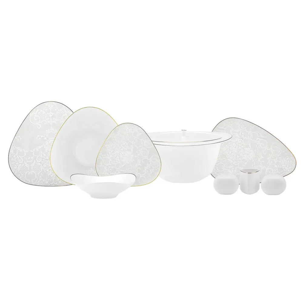 Karaca Fine Pearl Extra Jules 62 Teile für 12 Personen Geschirr Set Gold Clearance