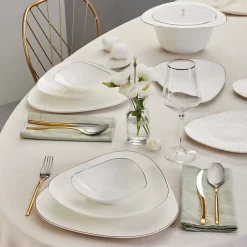 Karaca Fine Pearl Extra Jules 62 Teile für 12 Personen Geschirr Set Gold Clearance