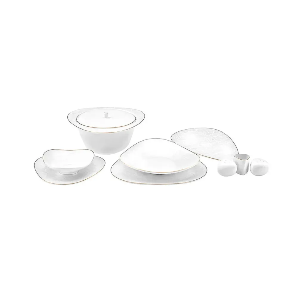 Karaca Fine Pearl Extra Jules 62 Teile für 12 Personen Geschirr Set Gold Clearance